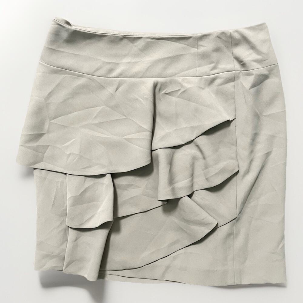 INC International Concepts Women’s Skirt Size 10 Tan Tiered Ruffle Mini Skirt